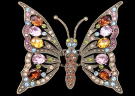 Heidi Daus Swarovski Multi Color Crystal Trembler Butterfly Brooch orig. box COA - $99.99