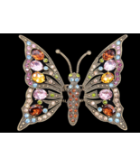Heidi Daus Swarovski Multi Color Crystal Trembler Butterfly Brooch orig.... - $99.99