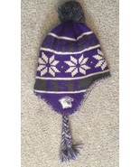 ADIDAS Northwestern Wildcats Purple Earflap Knit Hat Pom Pom Braids - $11.88