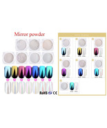 Mirror Chrome Nail Powder Sequins Pigment Glitter Shiny Set Brush - $5.99