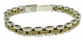Mexico Taxco Sterling Silver and Gold Plate Bracelet WLG26 - £102.85 GBP