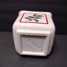 Vintage Ceramic Planter with Holly, Made in Taiwan, Square, Christmas Plant Pot image 4