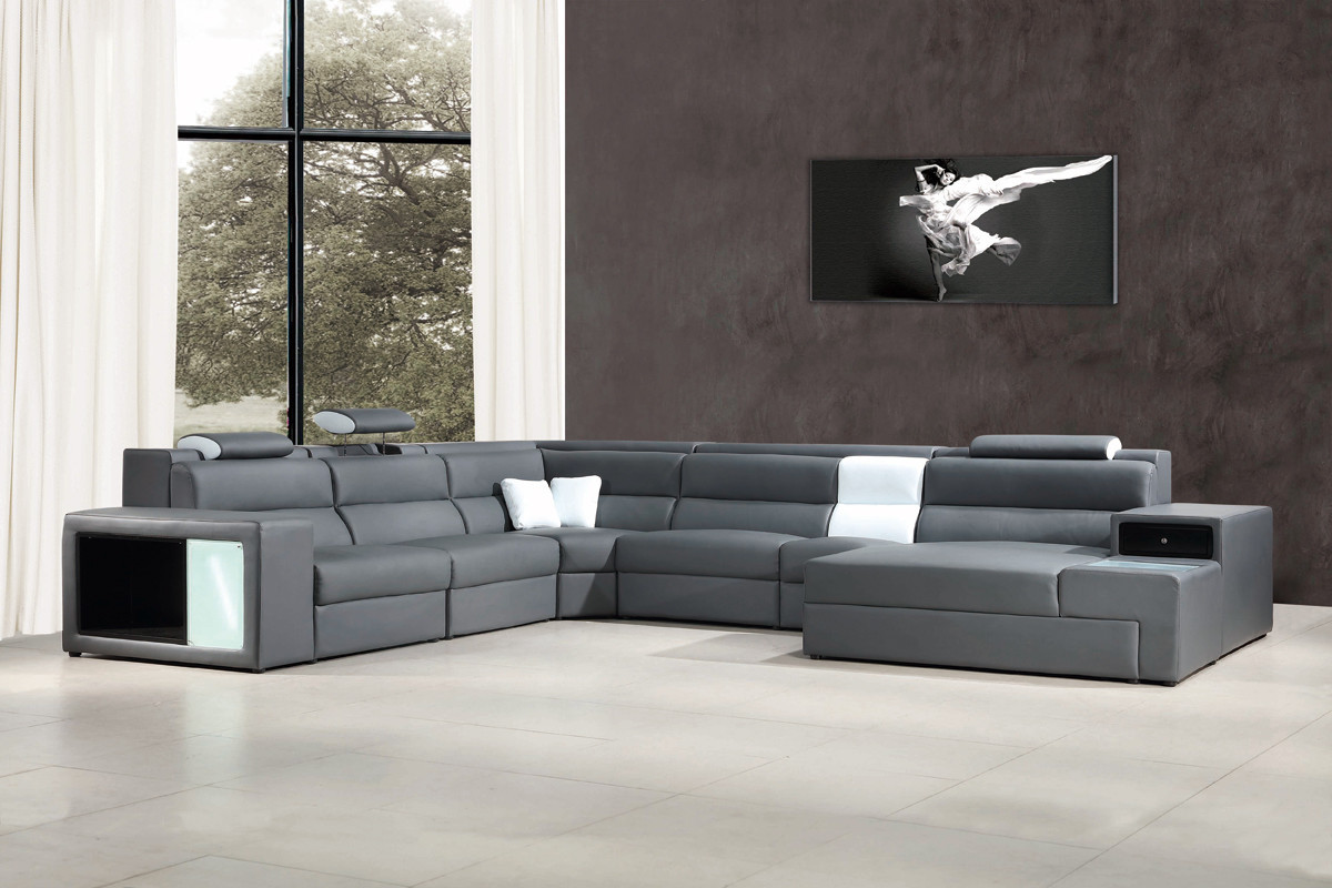 Polaris Grey Bonded Leather Sectional Sofa and 50 similar items