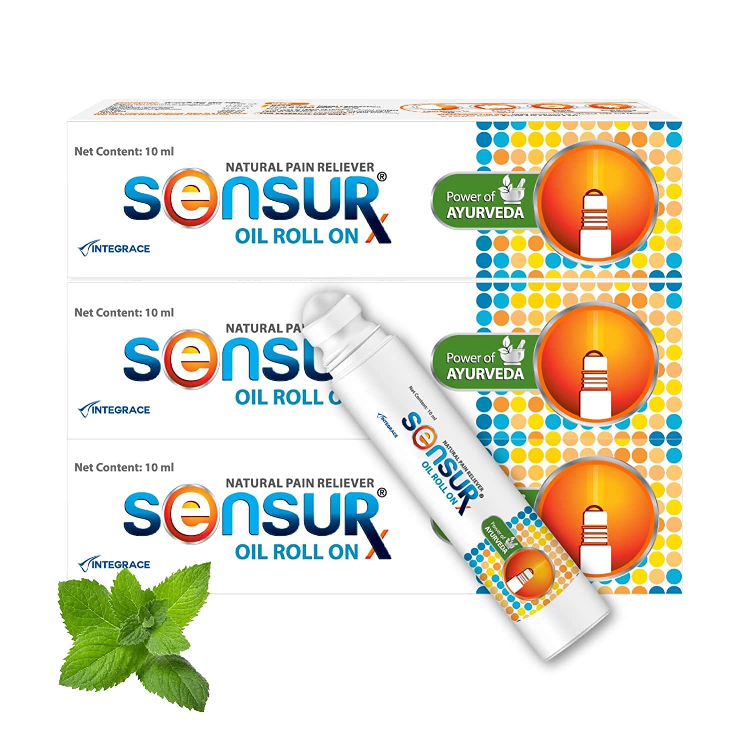 Sensur Natural & Ayurvedic Pain Relief Oil Roll On -(10ml, Pack of 3)