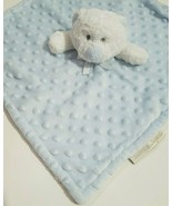 Blankets &amp; Beyond Teddy Bear Lovey Security Blanket White Blue Minky Dot... - $24.24