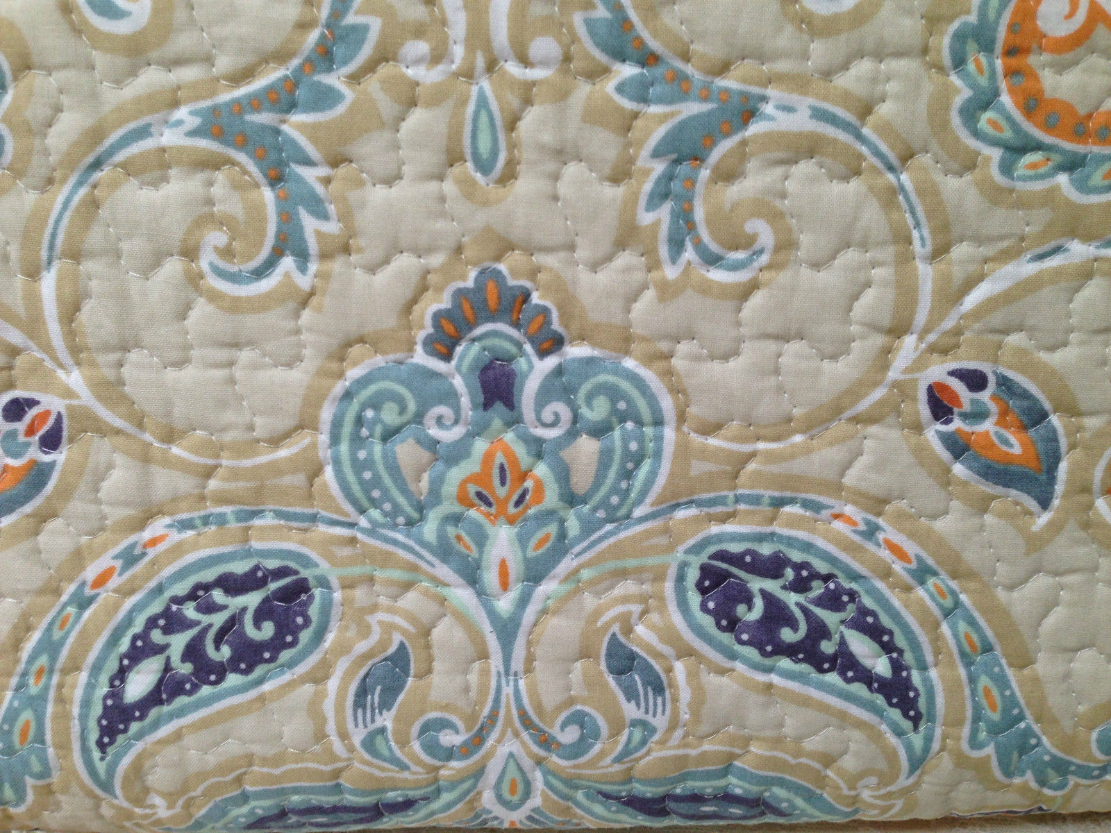 Cynthia Rowley Quilt Set 2 Listings Cynthia Rowley Paisley 3pc Queen Quilt Set Burnt Orange Tan Blue Aqua White 126 72