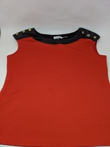 Women&#39;s Red Sleevless Calvin Klein Quilted Top w/Black Leather Trim (Siz... - $42.56
