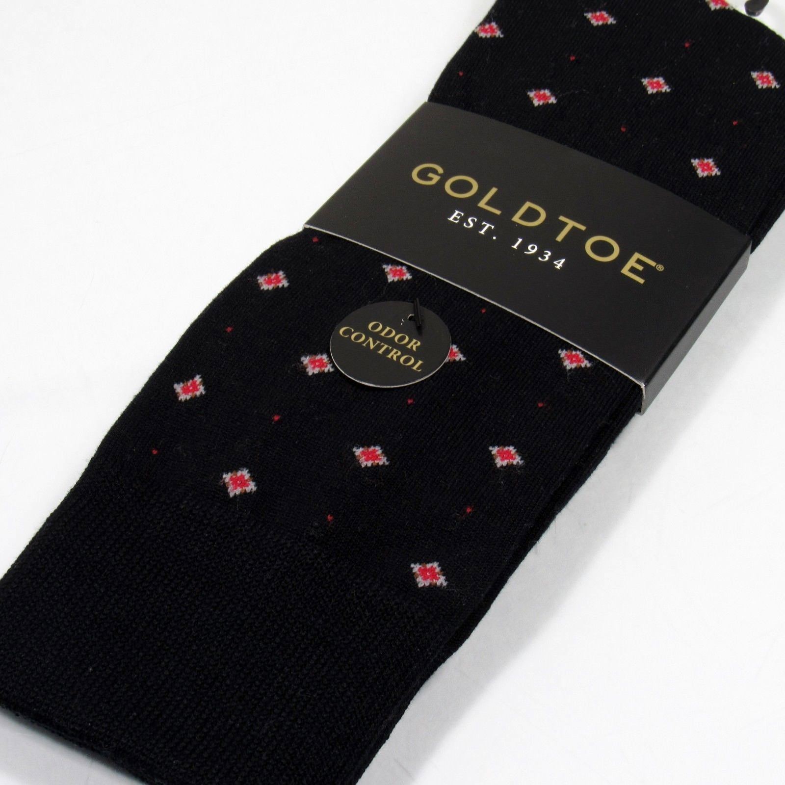 GOLD TOE Men's Dress Socks Diamond Foulard Pattern Odor Control Navy