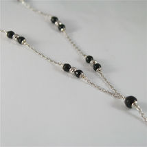 925 SILVER NECKLACE WITH 8 MM ROUND ONYX AND FACETED BALLS image 4
