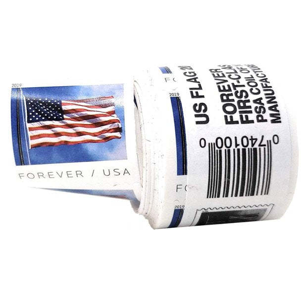 U.S. Flag 1 roll of 100 USPS Forever First Class Postage Stamps Billowing Stars
