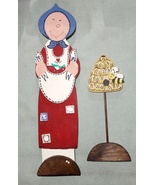 Handcrafted Wooden Country Lady with Bee Hive Home Accent Decor OOAK - $14.99