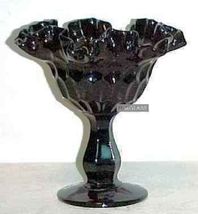 Fenton Ebony Black Glass LowThumbprint Footed Compote - $24.59