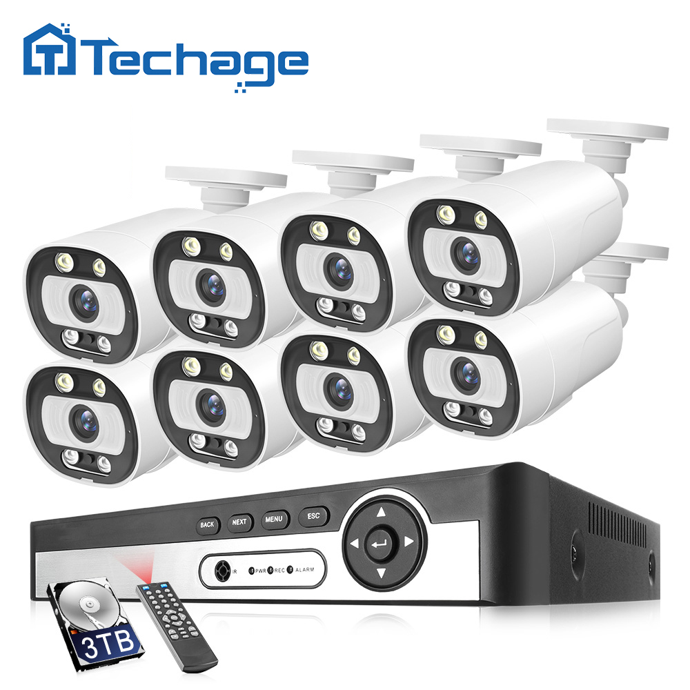 8CH 5MP Two Way Audio Floodlight Night Vision POE NVR Security IP Camera System