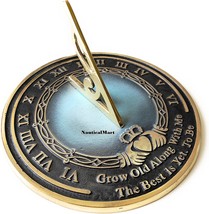 NauticalMart Brass Sundial Grow Old with Me (Blue Color)