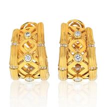 Cartier 18K Yellow Gold Bamboo 1.50 carats Diamond Huggie Earrings - $19,600.00