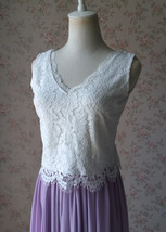 White Lace V Neck Top Sleeveless Lace Top Bridesmaid Separate Lace Top Plus Size
