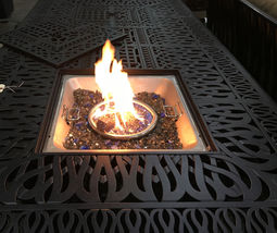 Outdoor propane fire pit table Elisabeth bar stools cast aluminum furniture image 4