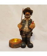 Fisherman Candle Holder Tea Light MayRich Co.  1705 Fishing 6&quot; Figurine - $17.89