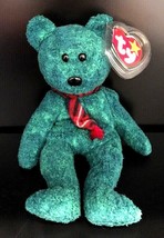 Ty Beanie Babies Wallace 1999 Green Bear Tag Protector Red Plaid Tartan ... - $9.16