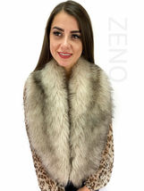Faux Fur Collar 50' (130cm) Natural Viscose Lining Italian Faux Fur Stole Boa image 5