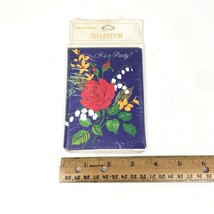 Vtg American Greetings Invitation Its a Party Rose Floral 8 Pack w Card ... - $10.39