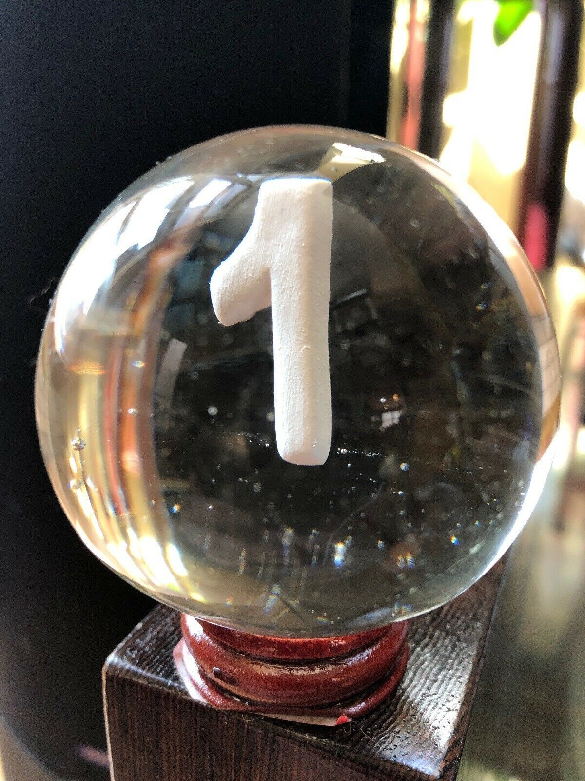 2" ANTIQUE Vintage Clear Glass MARBLE MARBLES 1 inside numeral