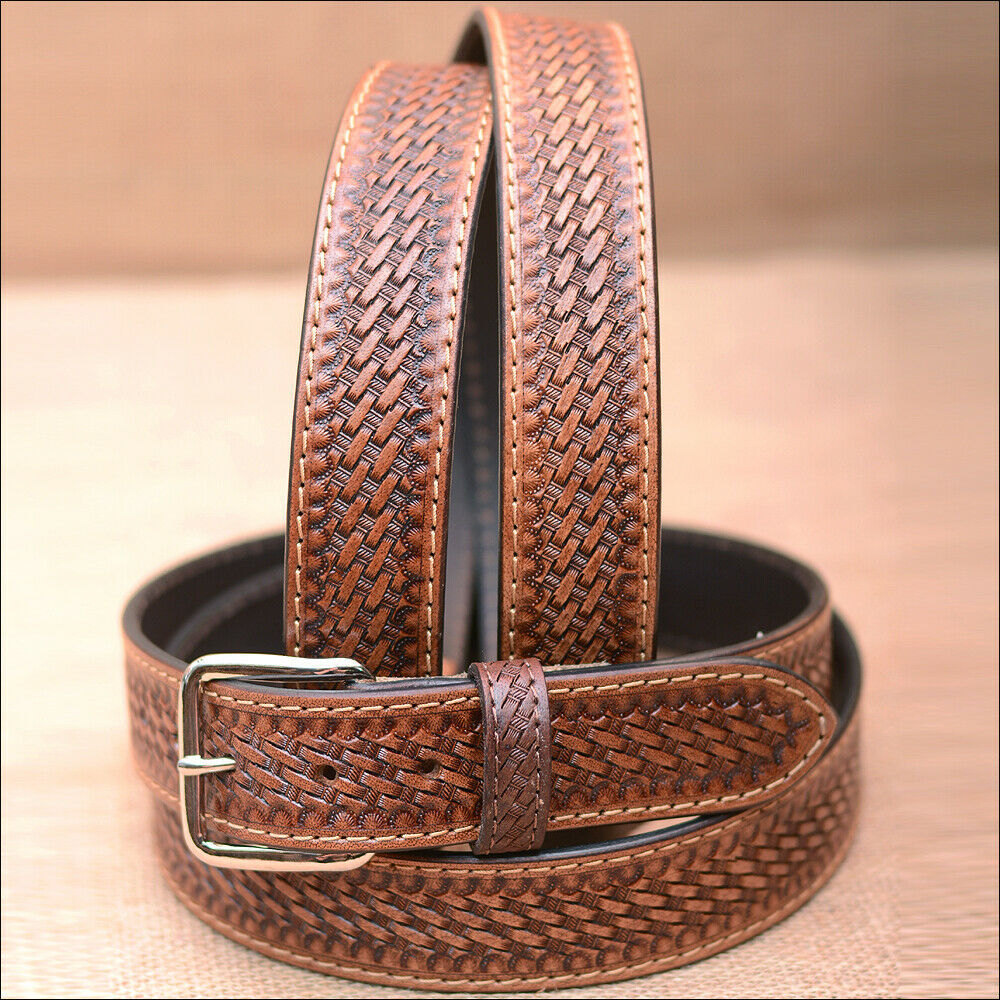 42' Hilason Hand Made Heavy Duty Buffalo Hide Leather Stiched Belt U-3 ...