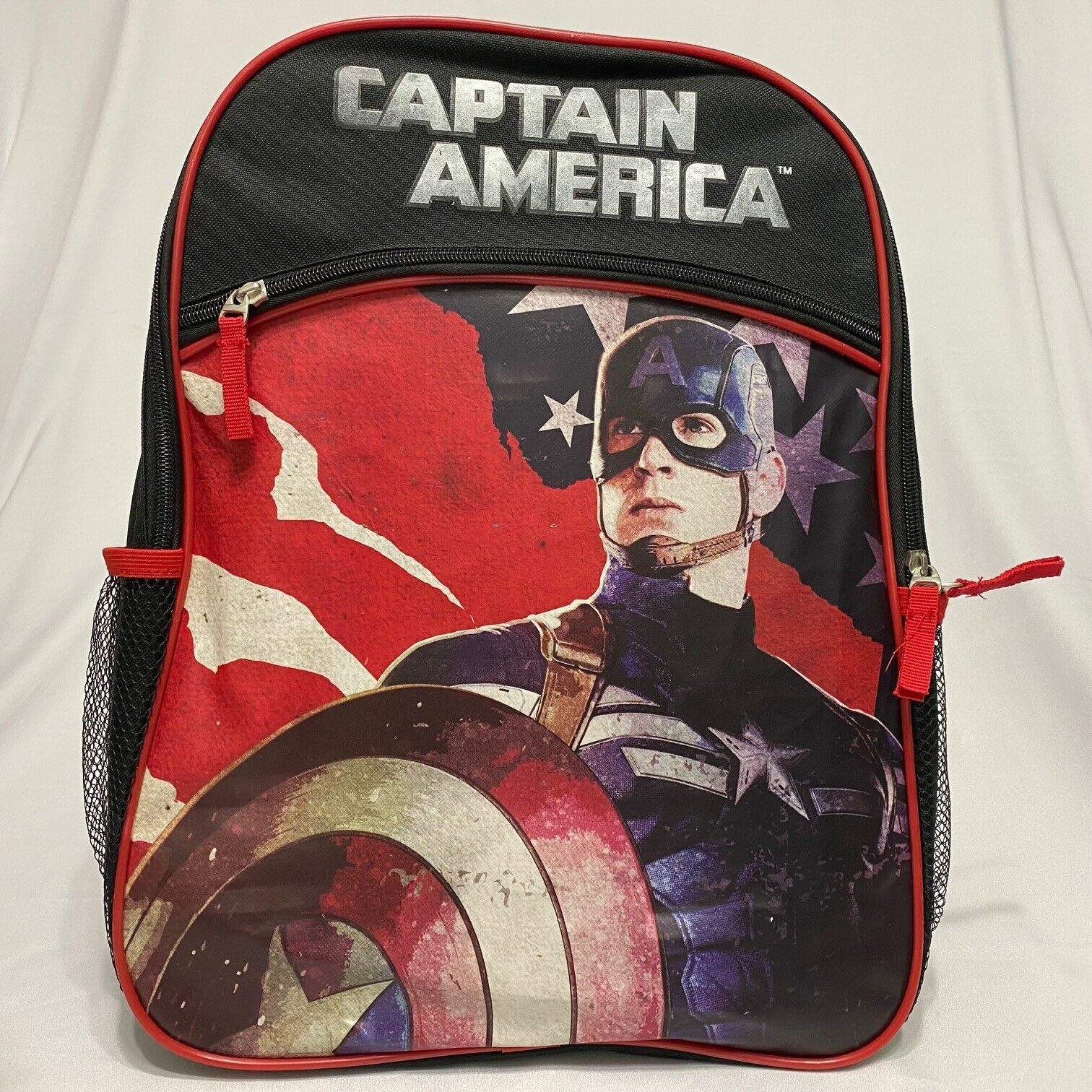 Marvel Captain America 16 Backpack School Bag with 2 Side Mesh Pocket