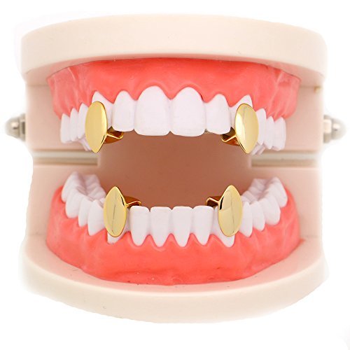 LuReen 4 PC 14k Gold Plated Vampire Dracula Single Metal Fangs Hip Hop ...