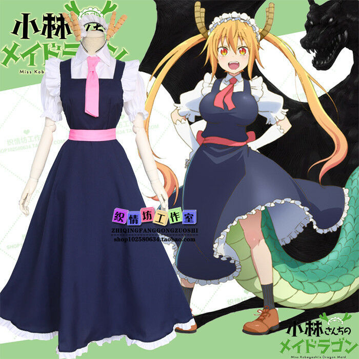 Anime Miss Kobayashi's Dragon Maid Gothic Lolita Uniform Full Set Cosplay Dress