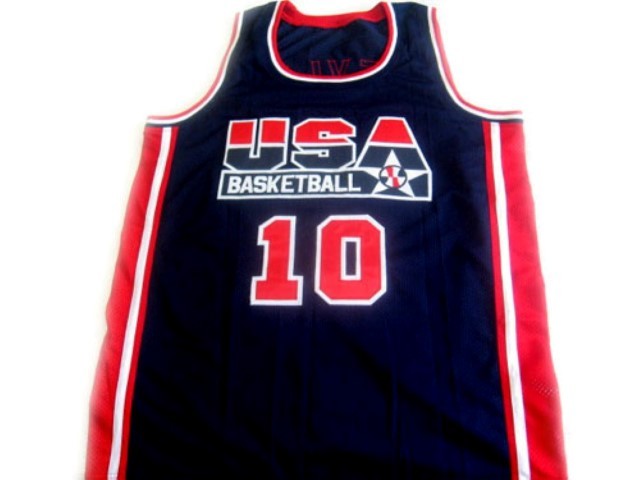 Clyde Drexler #10 Team USA Basketball Jersey Navy Blue Any Size