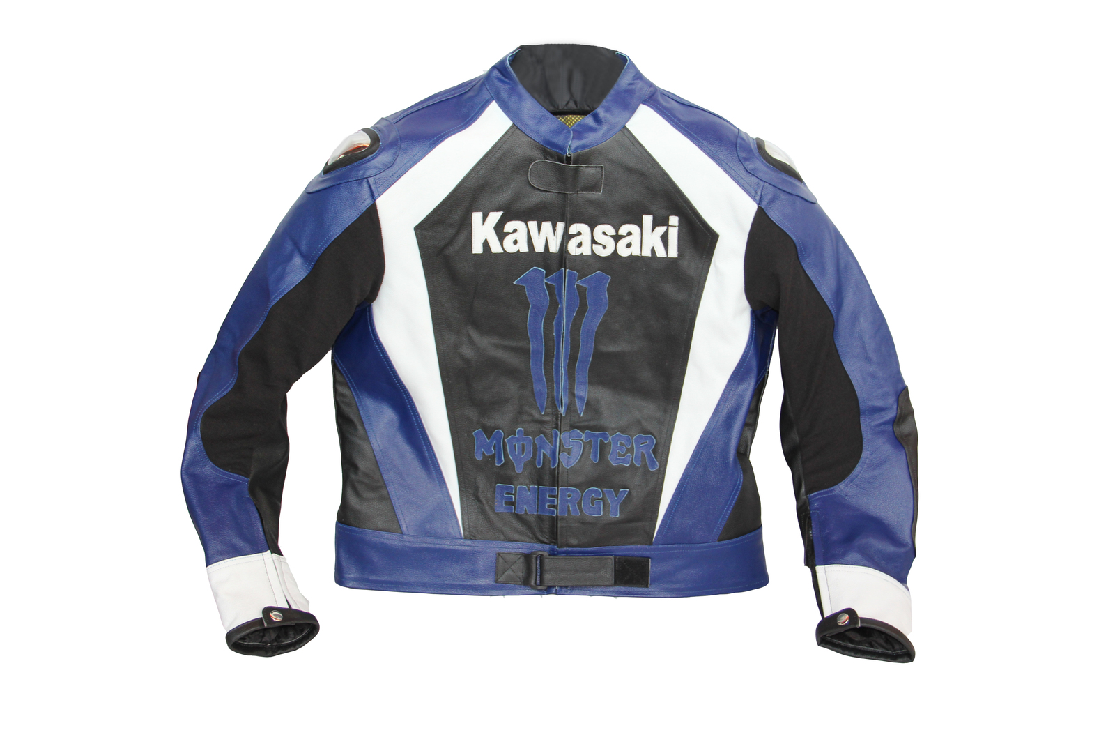 Men Kawasaki Blue Black Leather Jacket White Racing ... (1600 x 1067 Pixel)