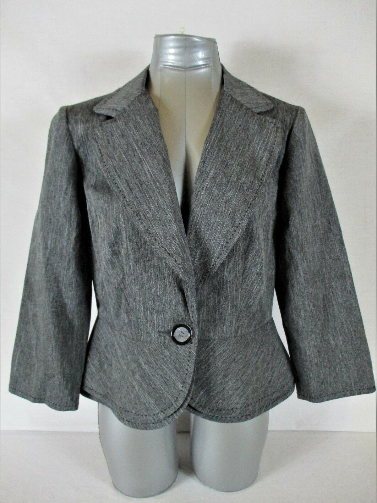 Primary image for SWEET SUIT womens Sz 12 L/S gray ONE BUTTON jacket (A4)