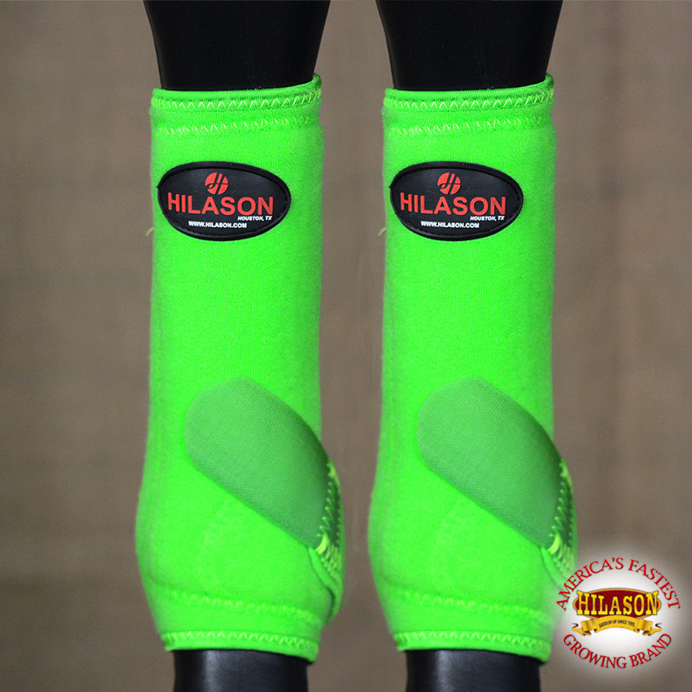 MEDIUM HILASON LIME GREEN HORSE REAR LEG PROTECTION ULTIMATE SPORTS