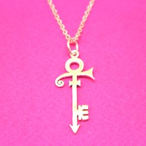 Silver Prince Musician Love Symbol Purple Rain Key Necklace - $42.00