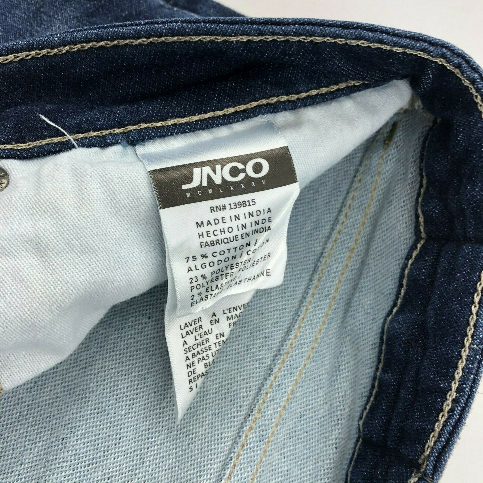 JNCO Skinny Jeans Mens 34 Dark Wash Stretch Crown Embroidered 34X32 A52 ...