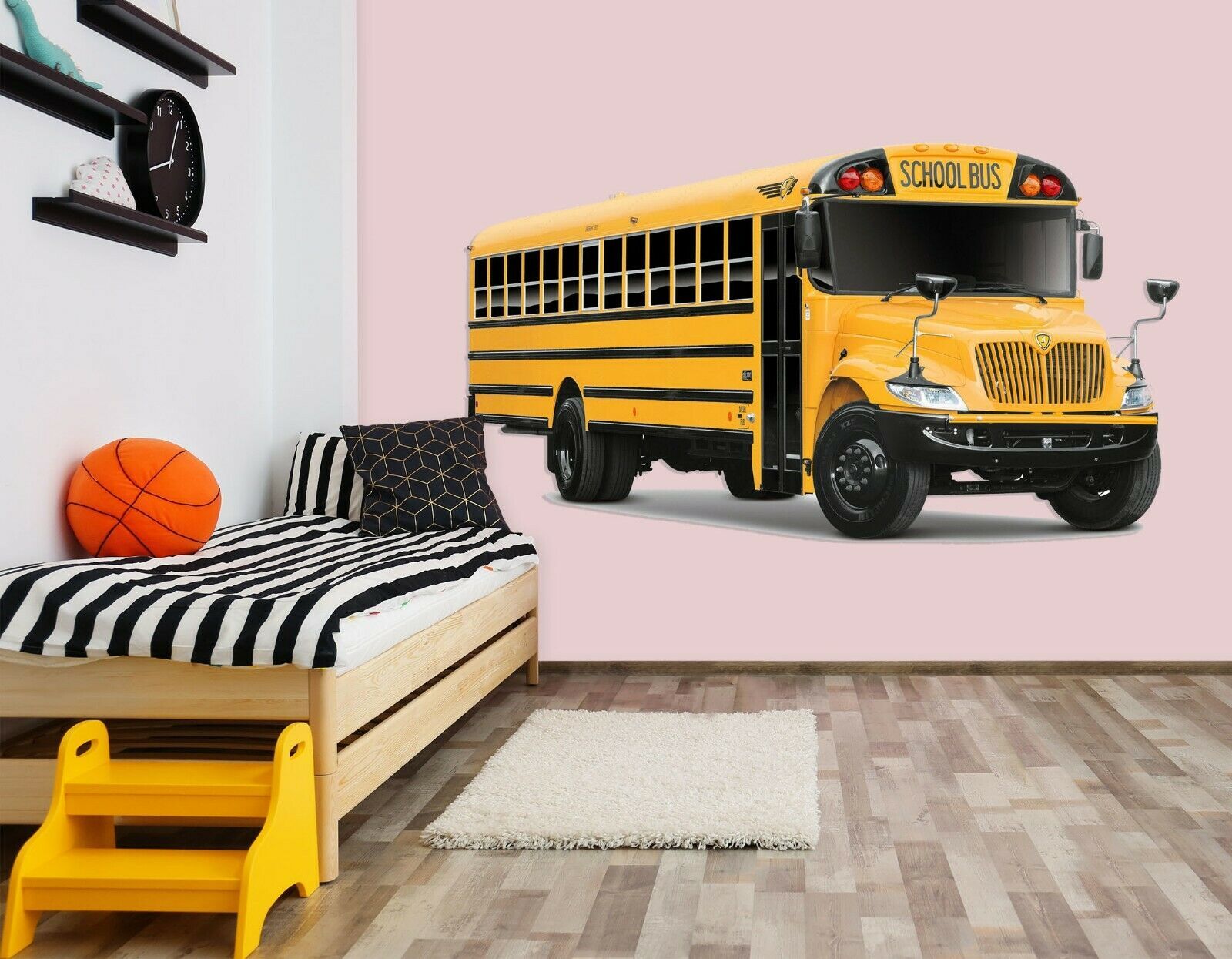 3D School Bus T312 Car Wallpaper Mural Poster Transport Wall Stickers