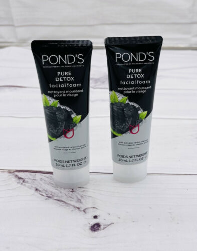 2X Pond’s Pure Detox Facial Foam Activated Carbon Charcoal Face Neck 1.7 fl oz H