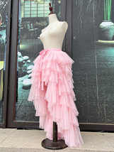 Women PINK High Low Layered Tulle Skirt Holiday Outfit Hi-lo Tiered Tulle Skirts image 4