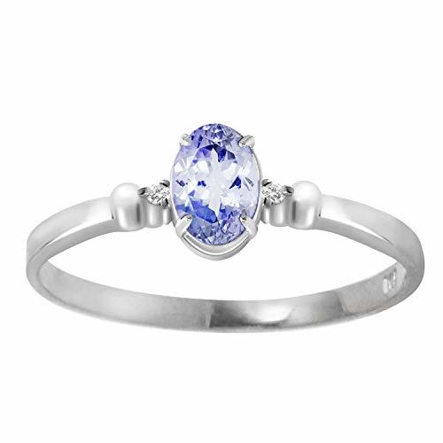 Galaxy Gold GG 14k White Gold Ring with Natural Diamonds and Tanzanite - Size 7