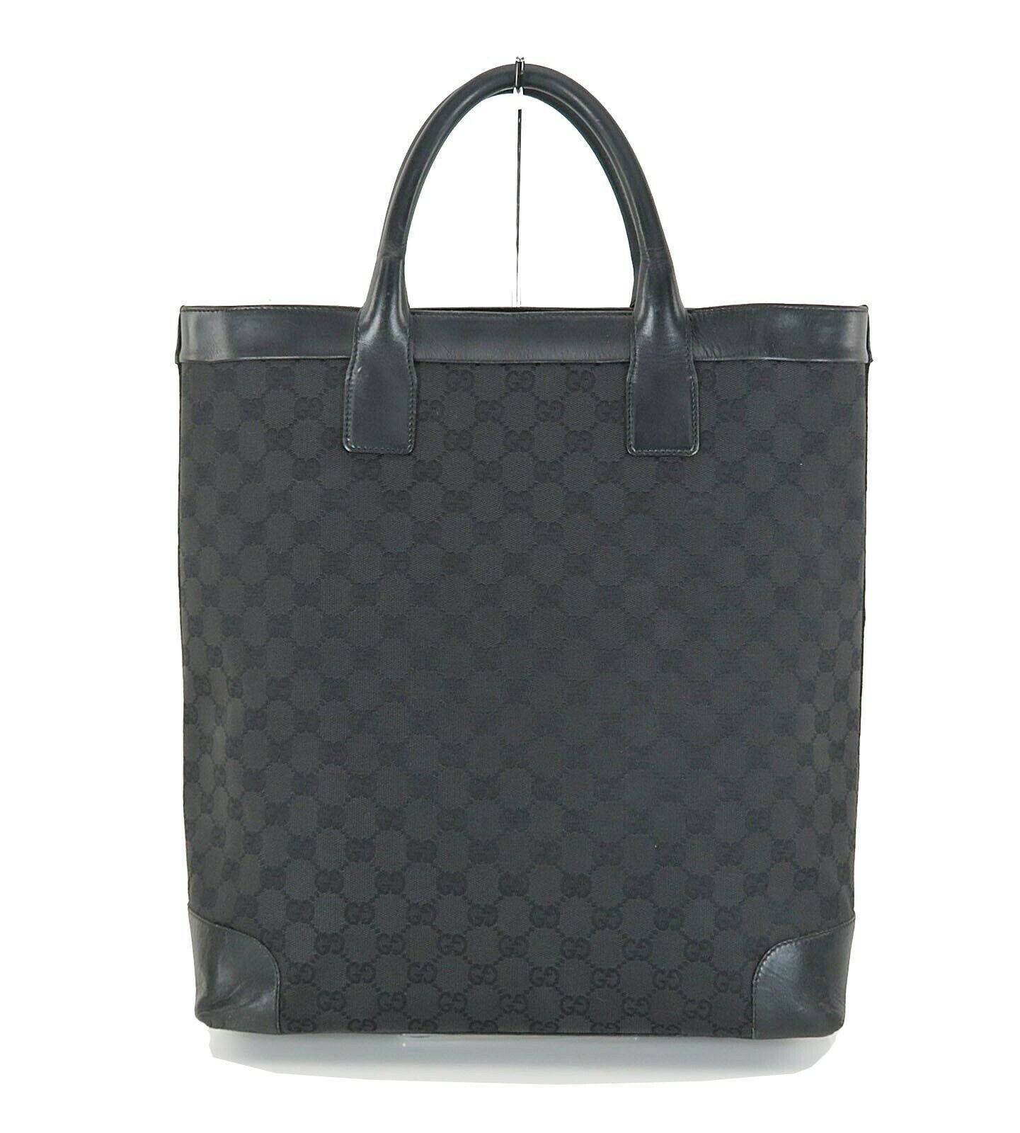 Authentic GUCCI Black GG Canvas and Leather Tote Bag Purse #73337 - Women&#39;s Bags & Handbags