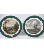 2 Royal Copley Wall Pocket Vase Stand Mill Windmill & Crossing the Brook Holland - $31.18