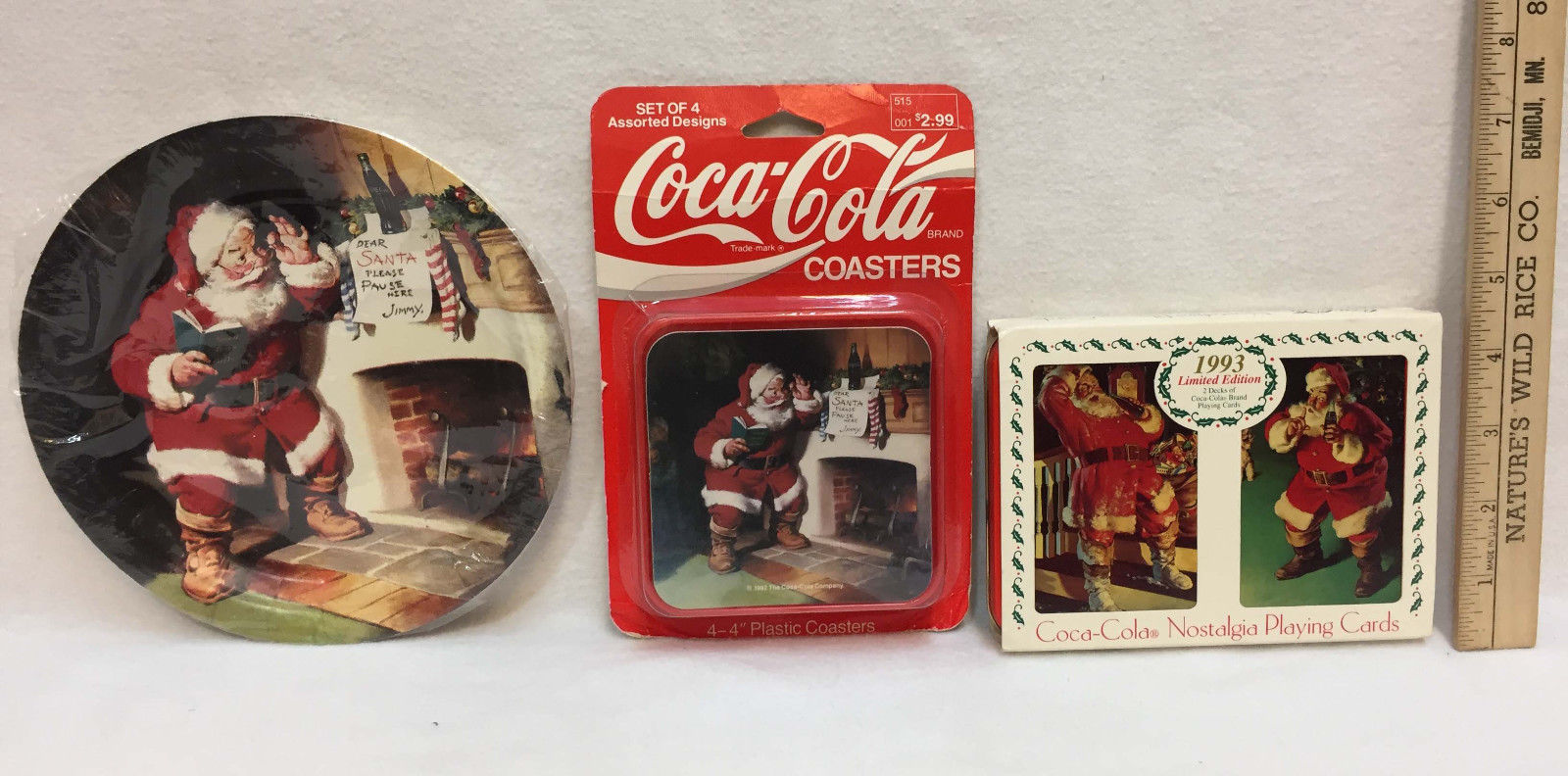 Primary image for Coca Cola Deck Playing Cards Tin Coasters Paper Plates Santa Christmas Lot 4