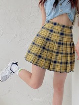 Woman Girl Pleated Plaid Skirt College Style High Waist Pleated Plaid Skirt Plus image 4