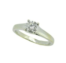 14k White Gold Genuine Natural Diamond Solitaire Engagement Ring .47ct (#J3265) - $725.00