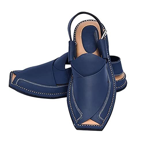 Primary image for Men Double Sole Handmade Sandal Genuine Cowhide Leather Flip Flop Blue Sandel