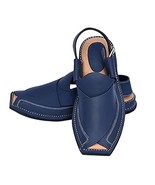 Men Double Sole Handmade Sandal Genuine Cowhide Leather Flip Flop Blue S... - $69.00
