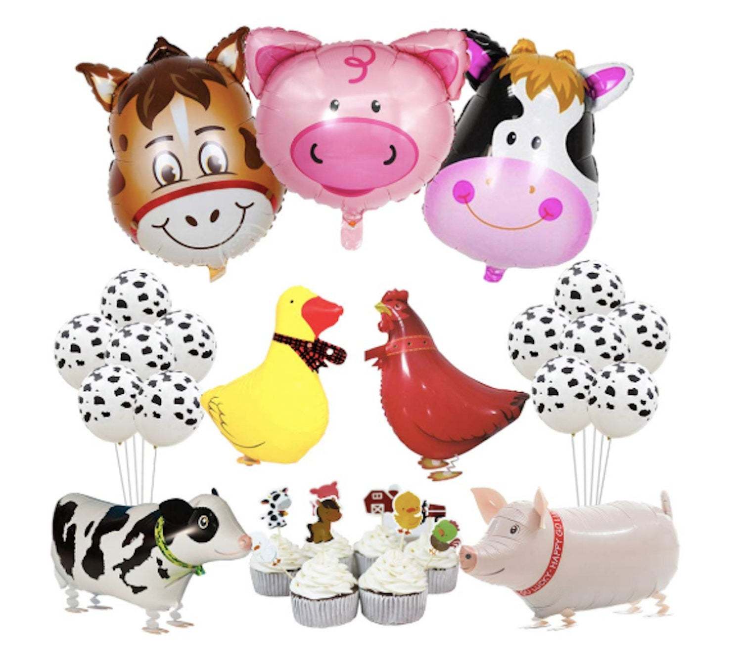 Barn Animals Party Farm Animals Birthday Party Balloons 1st Supplies Cow Pig Complete Party
