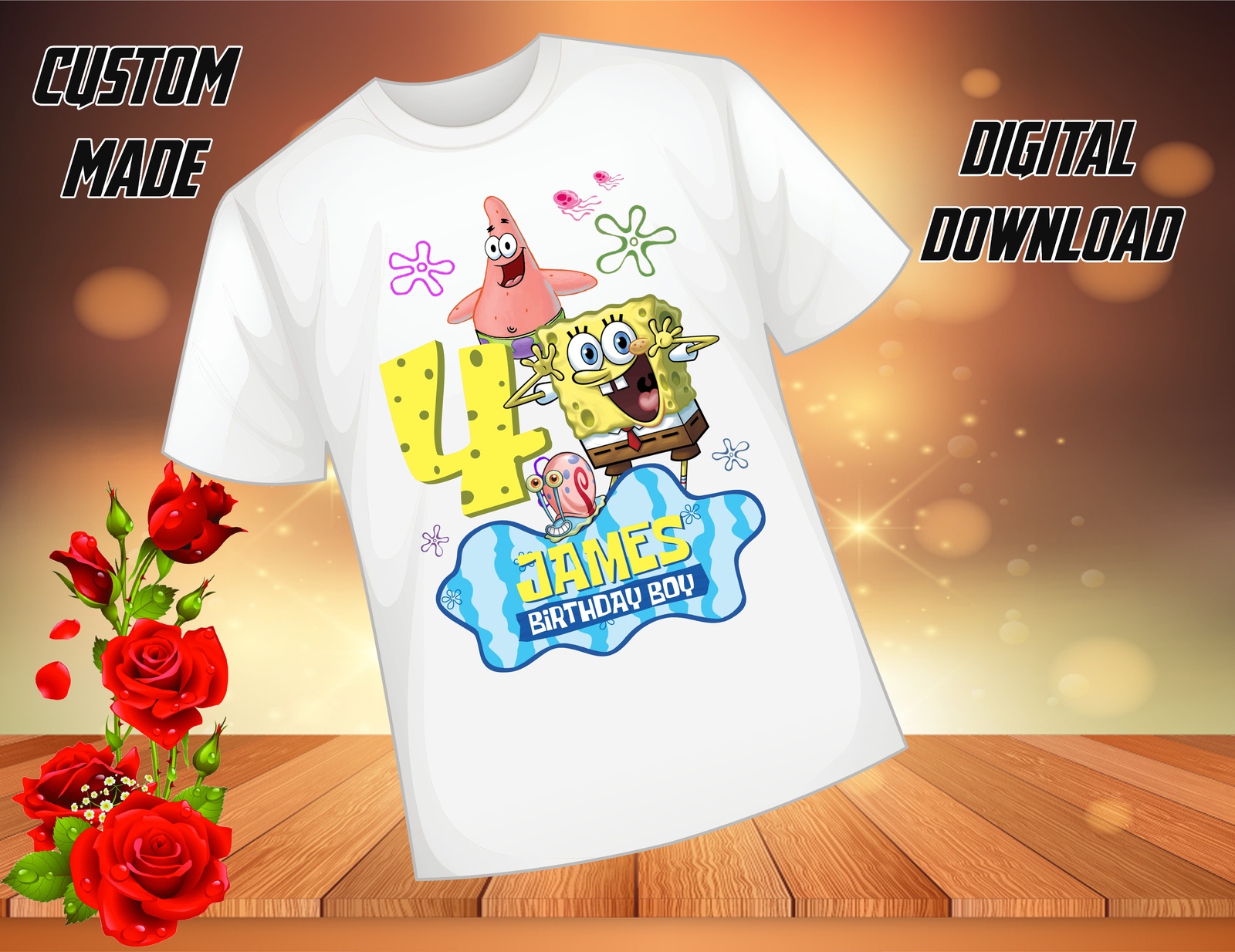 Spongebob Iron On Transfer, Spongebob Personalized Shirt, Spongebob ...