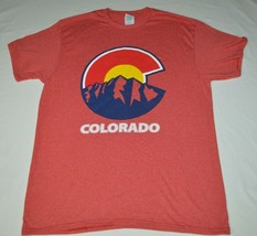 Retro Colorado Rocky Mountains Souvenir Tourist Red Washed Faded T-Shirt... - $22.65